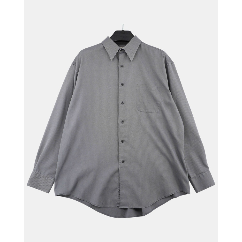 Croft & Barrow Herringbone Twill Shirt Men's 17 34/35 Gray Oversized Button Up‎